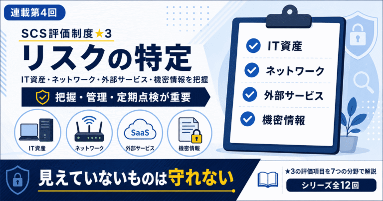 SCS評価制度★3徹底解説 第4回「リスクの特定」―IT資産・ネットワーク・外部サービス・機密情報の管理を解説